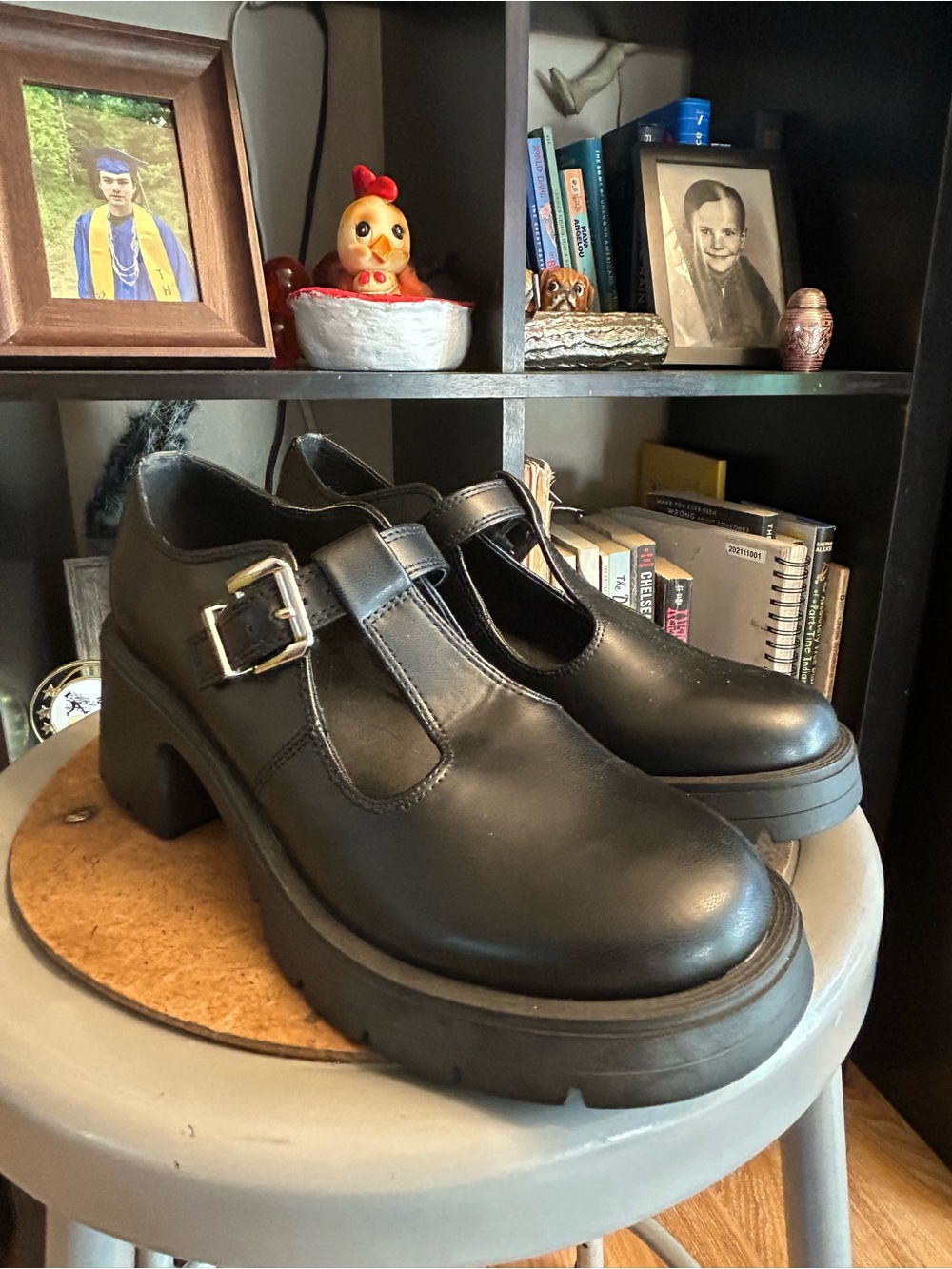 MIA Black Chunky Mary Jane Heels with Buckle